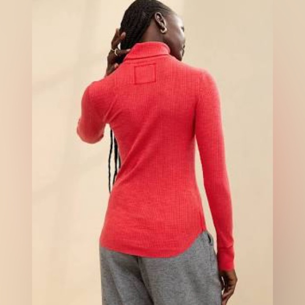 aerie black essential turtleneck layering TShirt long sleeve ribbed L - Picture 8 of 9